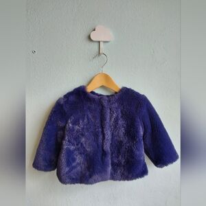 Navy Blue Faux Fur Coat